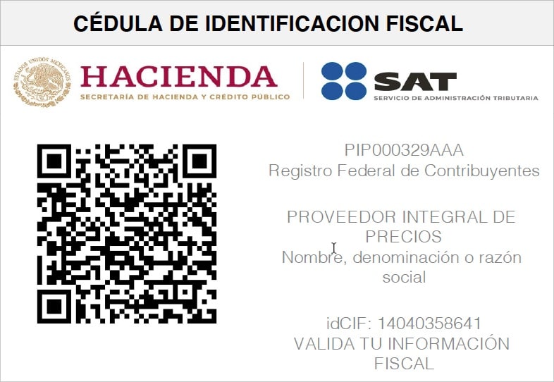 PROVEEDOR INTEGRAL DE PRECIOS – PIP000329AAA